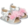 Josmo - Laura Ashley Crib Shoes Sandália Menina Prata Com Flor Rosa Discount