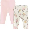 Just Born – Calça unissex para bebê com 2 unidades, floral vintage, 3-6 meses New