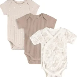 Just Born - 3Pk Baby Bodysuit Neutral Brown Prints Clearance