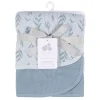 Just Born - 2Pk Cotton Baby Blanket Boy Blue Leaf Hot