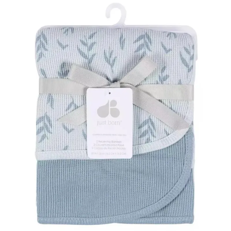 just_born__pk_cotton_baby_SKUGDjdQCFP_0.webp Just Born - 2Pk Cotton Baby Blanket Boy Blue Leaf Hot
