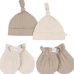 Just Born - 4Pk Hat And Cuff Mitten Set Baby Neutral 0-6M Tan Clearance