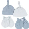 Just Born - 4Pk Hat And Cuff Mitten Set Baby Boy 0-6M Blue New
