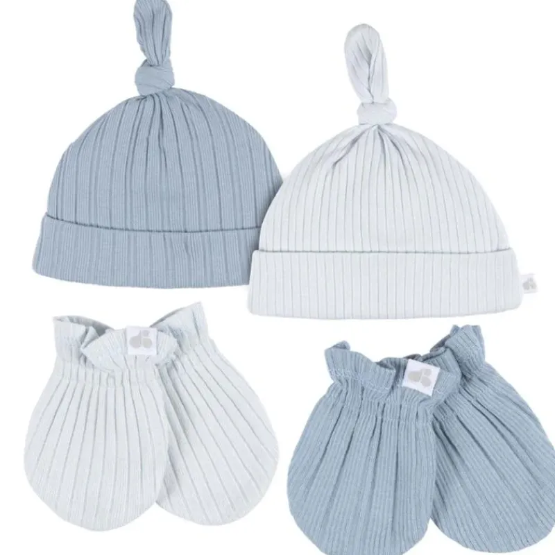 just_born__pk_hat_and_cuf_SKUc0CW7F8C_0.webp Just Born - 4Pk Hat And Cuff Mitten Set Baby Boy 0-6M Blue New