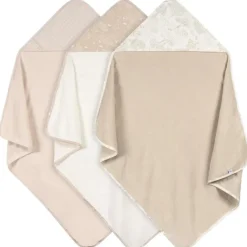 Just Born - 3Pk Hooded Towels Baby Neutral Tan New