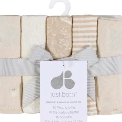 Just Born - 10Pk Knit Terry Washcloths Neutral Tan Clearance