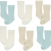 Just Born - 6Pk Rolled Cuff Ribbed Socks Baby Boy Blue New