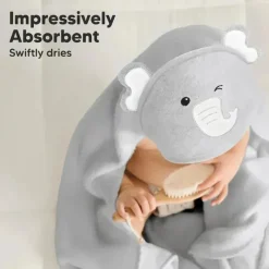 Keababies - Cuddle Baby Hooded Towel, Elephant Fashion