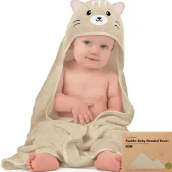 Keababies - Cuddle Baby Hooded Towel, Cat New