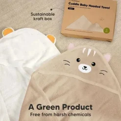 Keababies - Cuddle Baby Hooded Towel, Cat New