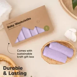Keababies - 6-Pack Baby Wash Cloths, Soft Lilac Discount