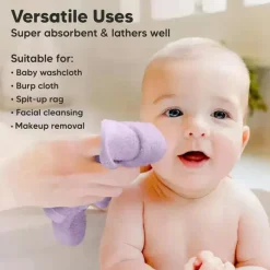 Keababies - 6-Pack Baby Wash Cloths, Soft Lilac Discount