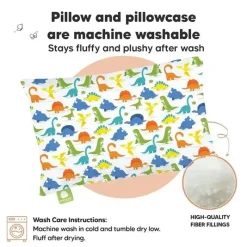 Keababies - 13X18 Toddler Pillow With Pillowcase, Happy Dino Fashion