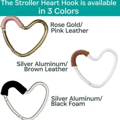 Kidco - BUGGY HEART HOOK da BUGGYGEAR, alumínio prateado/couro marrom Outlet