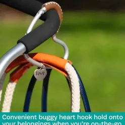 Kidco - BUGGY HEART HOOK da BUGGYGEAR, alumínio prateado/couro marrom Outlet