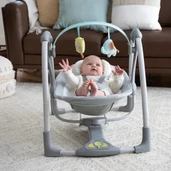 Ingenuity Kids II - Balanço portátil para bebês de 5 velocidades com música Fashion