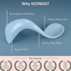 Kizingo - 2Pk Colheres curvas para bebês destros para desmame guiado pelo bebê, azul claro Online