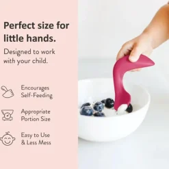 Kizingo - Right-Handed Curved Baby Spoons For Baby-Led Weaning, 2-Pack Light Blue Hot