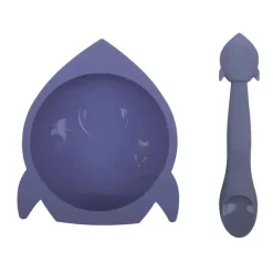 Kushies Baby Kushie - Silibowl Tigela e Colher de Silicone Azul Fashion