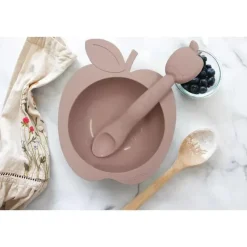 Kushies Baby Kushies - Tigela e Colher de Silicone Silibowl, Rosa New