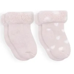 Kushies Baby - 2Pk Girl Blush Solid &amp; Hearts Socks Terry, 3/6M Discount