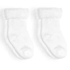 Kushies Baby - 2Pk Meias Terry, 3/6M, Branco Sólido New