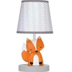 Lambs u0026 Ivy Lambs &amp; Ivy - Acorn Gray/White/Orange Fox Nursery Lamp com abajur e abajur Hot