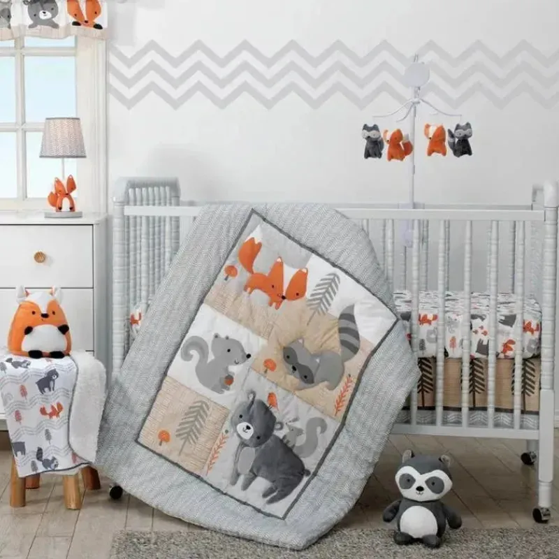 Lambs u0026 Ivy Lambs &amp; Ivy - Acorn Gray/White/Orange Fox Nursery Lamp com abajur e abajur Hot