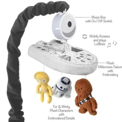 Lambs u0026 Ivy Lambs & Ivy - Baby Musical Mobile, Stars Wars Millennium Falcon New