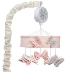 Lambs u0026 Ivy Lambs &amp; Ivy - Bebê floresce borboleta rosa musical berço brinquedo chupeta móvel New