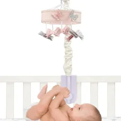 Lambs u0026 Ivy Lambs &amp; Ivy - Bebê floresce borboleta rosa musical berço brinquedo chupeta móvel New