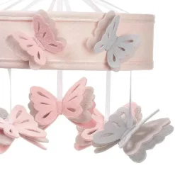 Lambs u0026 Ivy Lambs &amp; Ivy - Bebê floresce borboleta rosa musical berço brinquedo chupeta móvel New