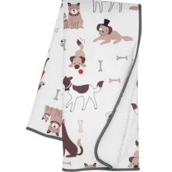 Lambs u0026 Ivy Lambs & Ivy - Bow Wow cão/cachorro branco Minky/Sherpa cobertor macio de lã para bebê Fashion