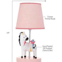 Lambs u0026 Ivy Lambs &amp; Ivy - Candeeiro de berçário Jazzy Jungle Zebra com sombra e lâmpada Best