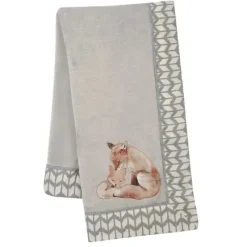 Lambs u0026 Ivy Lambs & Ivy - Cobertor de bebê de lã coral Forest Fox pintado, cinza Clearance
