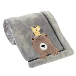 Lambs u0026 Ivy Lambs &amp; Ivy - Cobertor de bebê de lã macia Sierra Sky Grey Bear/Owl New