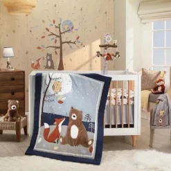 Lambs u0026 Ivy Lambs &amp; Ivy - Cobertor de bebê de lã macia Sierra Sky Grey Bear/Owl New