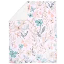 Lambs u0026 Ivy Lambs & Ivy - Cobertor de bebê de lã macia aquarela floral/borboleta Baby Blooms Discount