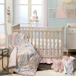 Lambs u0026 Ivy Lambs &amp; Ivy - Conjunto de cama para berço de bebê com 3 peças Baby Blooms rosa floral/borboleta New
