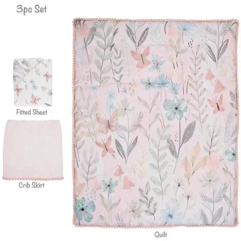 lambs_ampamp_ivy__conjunt_SKU9bonhmxf_1.webp Lambs u0026 Ivy Lambs & Ivy - Conjunto de cama para berço de bebê com 3 peças Baby Blooms rosa floral/borboleta New