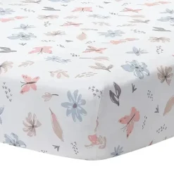 Lambs u0026 Ivy Lambs & Ivy - Conjunto de cama para berço de bebê com 3 peças Baby Blooms rosa floral/borboleta New