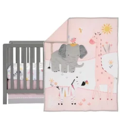 Lambs u0026 Ivy Lambs &amp; Ivy - 3Pk Jazzy Jungle Safari Animals Conjunto de cama para berço rosa Online