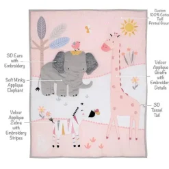 Lambs u0026 Ivy Lambs &amp; Ivy - 3Pk Jazzy Jungle Safari Animals Conjunto de cama para berço rosa Online