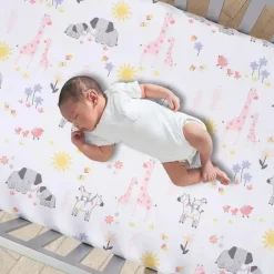 Lambs u0026 Ivy Lambs &amp; Ivy - 3Pk Jazzy Jungle Safari Animals Conjunto de cama para berço rosa Online