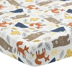 Lambs u0026 Ivy Lambs & Ivy - Sierra Sky Woodland Bear/Fox 100% algodão lençol para bebê Outlet