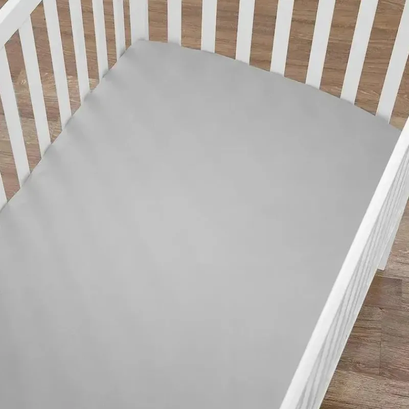 lenol_de_bero_ajustado_em_SKUzRgHmlBz_1.webp American Baby Company Lençol de berço ajustado em malha 100% algodão orgânico natural American Baby, cinza Fashion