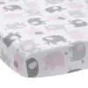 Lambs u0026 Ivy Lençol de berço com ajuste Eloise Originals para dormir, branco/cinza/rosa Sale