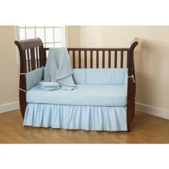 American Baby Company Lençol de Percal Azul para Berço da Discount