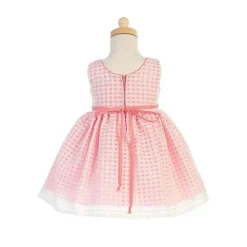 Lito Children's Wear Lito - Baby Dolls Vestido Organza Com Quadrados Burnout, Rosa Claro Online