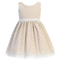 Lito Children's Wear Lito - Bebés Meninas Caqui Algodão Chambray Bolinhas Online